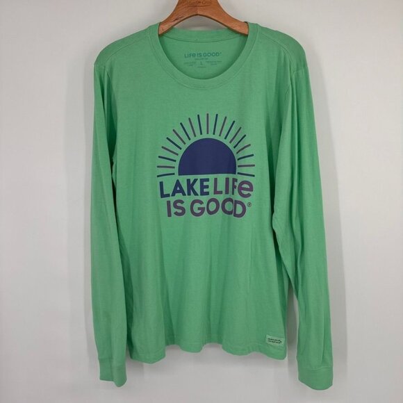 Life Is Good Womens Lake Life Long Sleeve Crusher Tee Green size large cotton - Picture 6 of 14